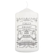 Personalised Grey Papercut Style Pillar Candle